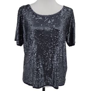 J.Crew Slouchy Sequin Top Metallic‎ Oversized Indie Sleaze Party Club Size XS